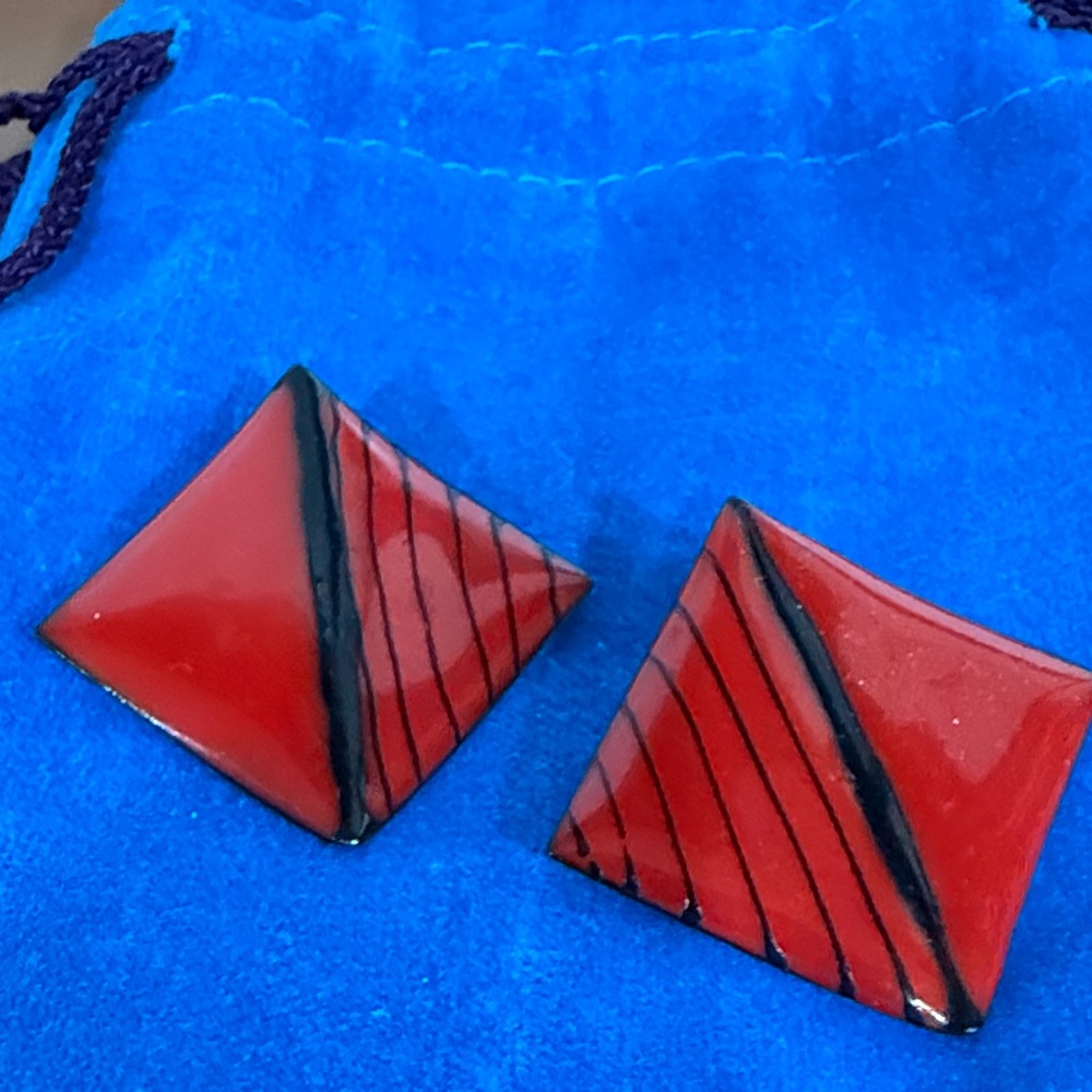Red Geometric Earrings